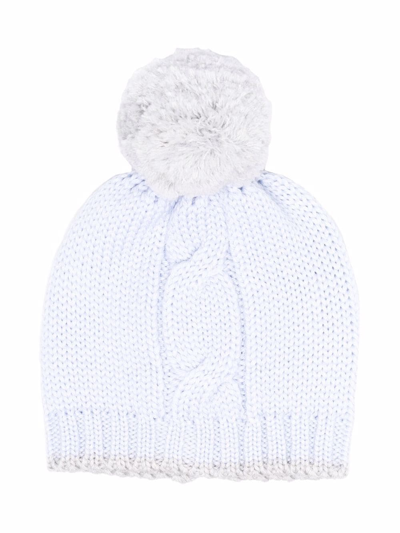 La Stupenderia Babies' Cable-knit Pompom Hat In Blue