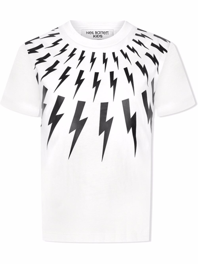 Neil Barrett Kids' Thunderbolt Print Cotton T-shirt In White