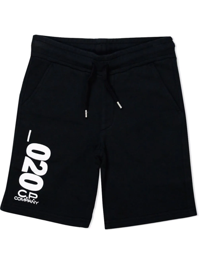 C.p. Company Kids' 020 Cotton Track Shorts In Black
