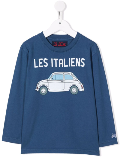 Mc2 Saint Barth Kids' 'les Italiens' Long-sleeve Top In Blue