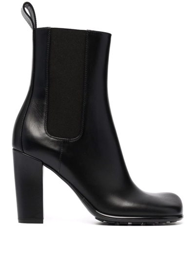 Bottega Veneta Storm Leather Ankle Boots In Black