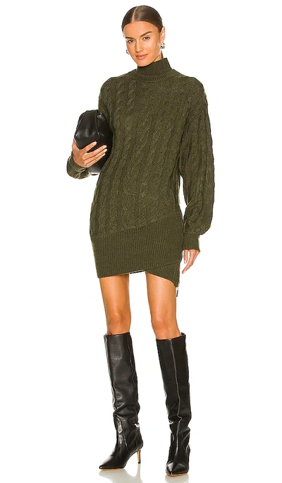 Retrofte Kenna Cable Knit Mini Turtleneck Dress In Army Green | ModeSens