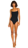 Hunza G Pamela Square-neck Crinkle-knit Swimsuit In Black