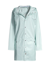 Rains Long Hooded Raincoat In Ice