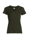 L Agence Becca V-neck Cotton Tee In Army Green