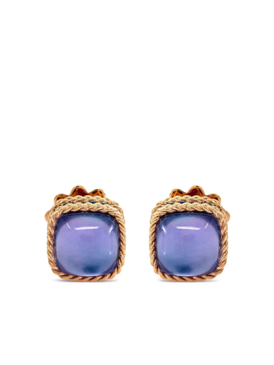Roberto Coin 18kt Rose Gold Roman Barocco Blue Sapphire, Amethyst And Lapis Lazuli Stud Earrings In Pink