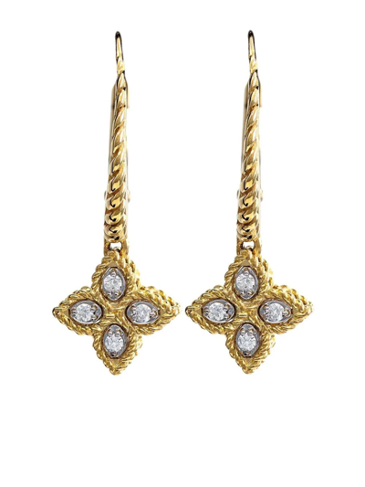 Roberto Coin 18kt Yellow Gold Princess Flower Diamond Drop Earrings