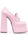 Versace Leather Intrico Platform Loafers 155 In Pink