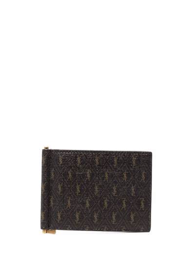 Saint Laurent Monogram-pattern Cardholder Brown