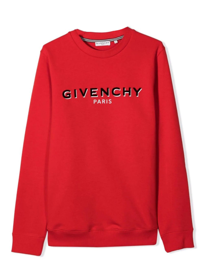 Givenchy Kids' Red Cotton Blend Sweatshirt In Rosso