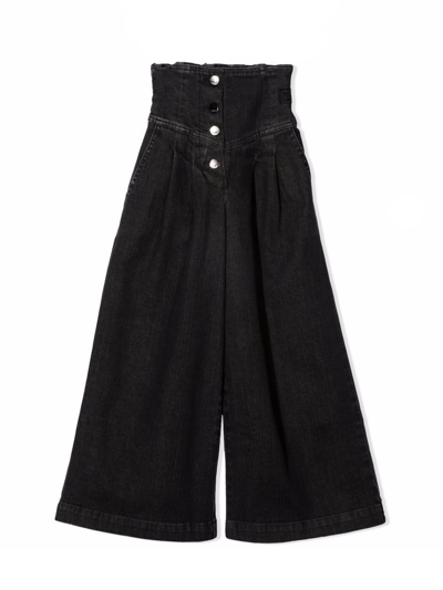 Fendi Kids' Black Stretch Cotton Jeans In Nero