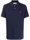Ami Alexandre Mattiussi Ami Ami De Coeur Embroidered Polo Shirt In Blau