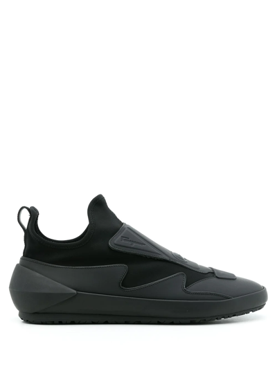 Ferragamo Panelled Slip-on Sneakers In Black