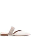 Malone Souliers Maisie Cord-trimmed Leather Point-toe Flats In Neutrals