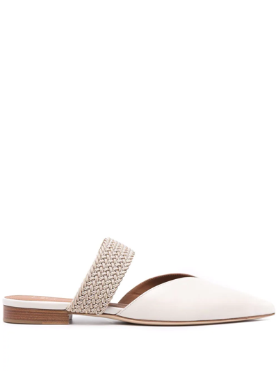 Malone Souliers Maisie Cord-trimmed Leather Mules In Cream