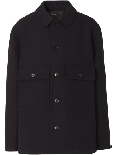 Burberry Contrast-panel Wool-silk Jacket In Black
