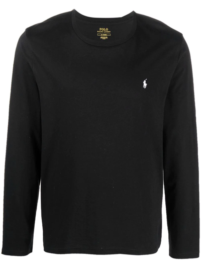 Polo Ralph Lauren Logo-embroidered T-shirt In Black