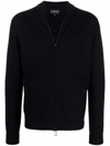Emporio Armani Travel Essentials Plain-knit Virgin-wool Cardigan In Blau