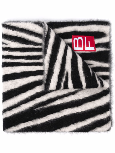 By Far Zebra-print Alpaca-blend Scarf In Weiss