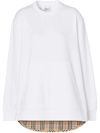 Burberry Vintage Check Panel Cotton Oversized Sweatshirt In White