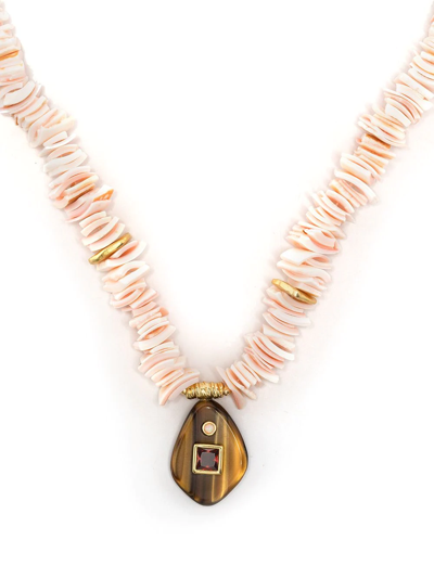 Anni Lu Gold-plated Foxy Puka Beaded Necklace In Pink