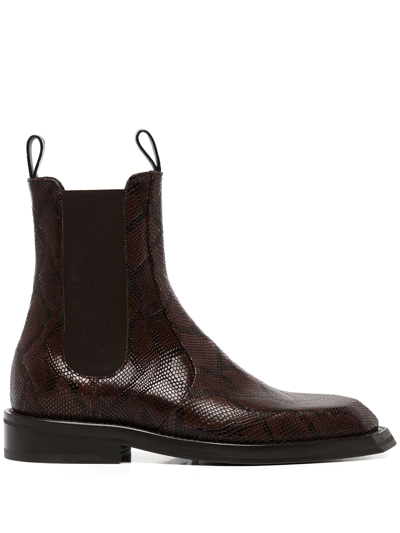 Martine Rose Women Chiesel Toe Chelsea Boots In Brown Python