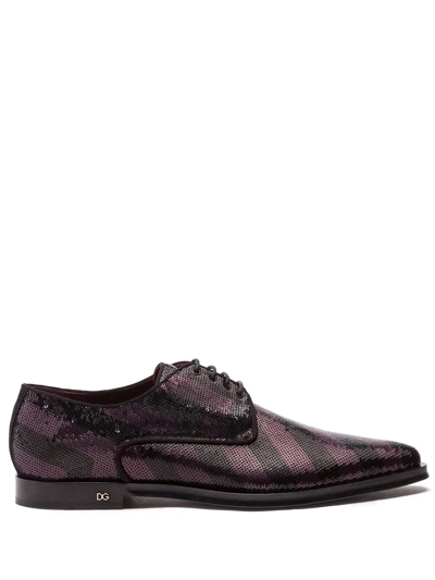 Dolce & Gabbana Sequin-embellished Derby Shoes In Black