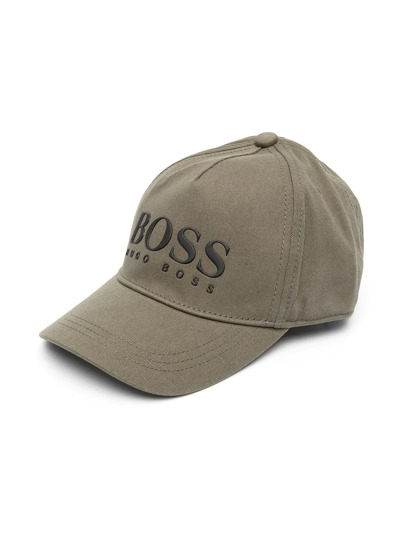 Bosswear Kids' Embroidered Logo Cap In Green