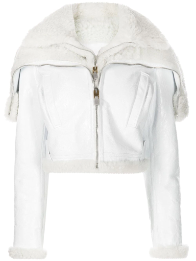 Givenchy Hooded Shearling-lined Leather Jacket In White
