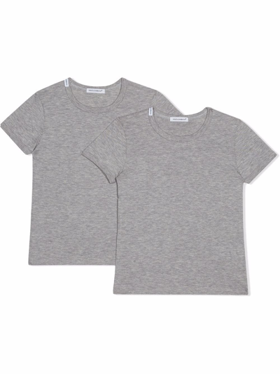 Dolce & Gabbana Kids' Short-sleeve Cotton T-shirt In Grey