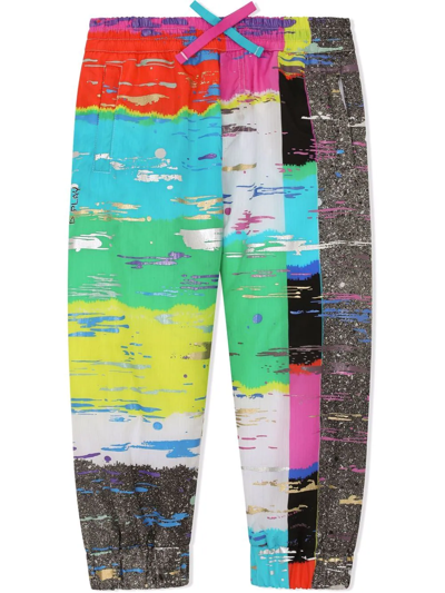 Dolce & Gabbana Kids' Abstract-print Cotton Track Trousers In Black