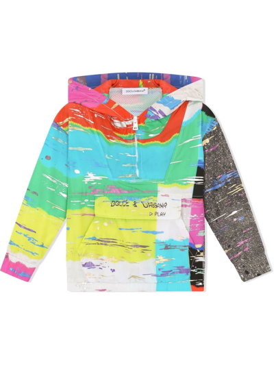 Dolce & Gabbana Kids' Abstract Graphic-print Hoodie In Multicolour