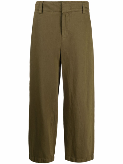 Vince Cropped Wide-leg Trousers In Green
