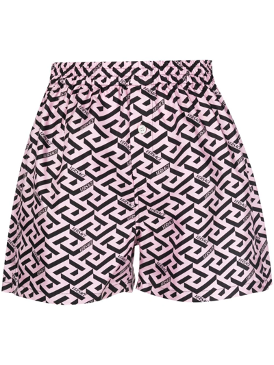 Versace La Greca Signature Printed Pyjama Shorts In Pink
