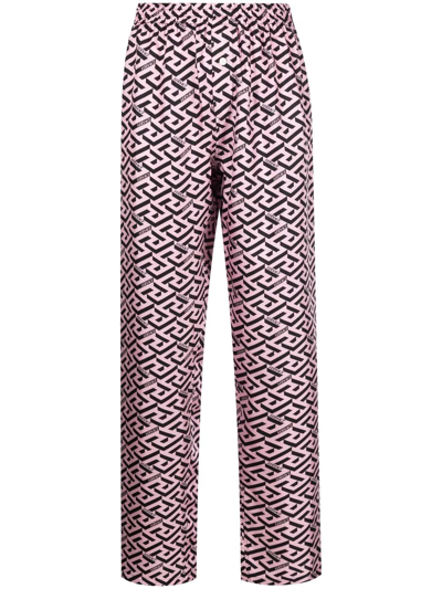 Versace La Greca Signature Printed Pyjama Trousers In Pink