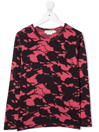 Andorine Kids' Abstract-print Long-sleeved T-shirt In Pink