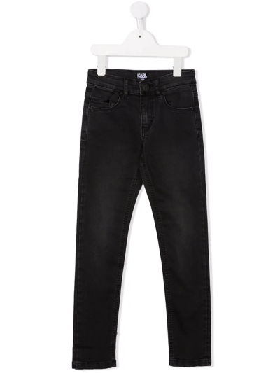 Karl Lagerfeld Kids' Embossed-logo Straight-leg Jeans In Grey