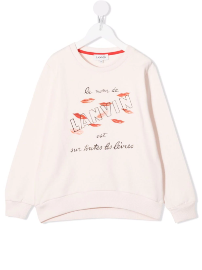 Lanvin Enfant Kids' Logo-print Organic Cotton Sweatshirt In Pink