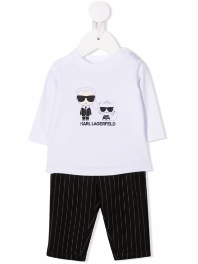 Karl Lagerfeld Babies' Karl And Bad Cat Trouser Set In Black