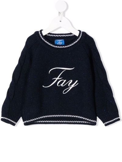 Fay Babies' Logo Embroidered Jumper In Blue