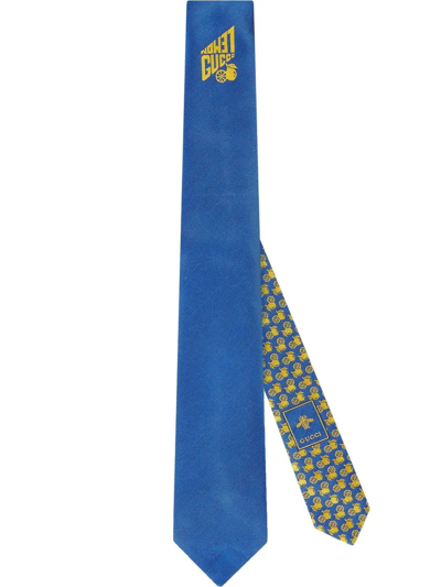 Gucci 'lemon ' Jacquard Silk Tie In Blue
