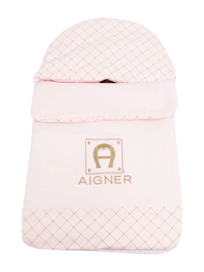 Aigner Logo-embroidered Padded Nest In Pink