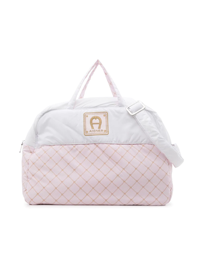 Aigner Logo-patch Panelled Changing Bag In Pink