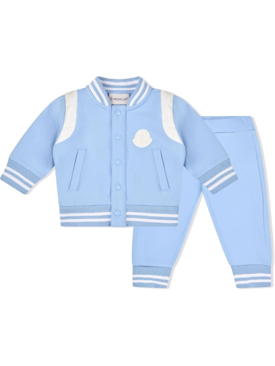 Moncler Babies' Bomber-style Cotton Tracksuit Set In Blue