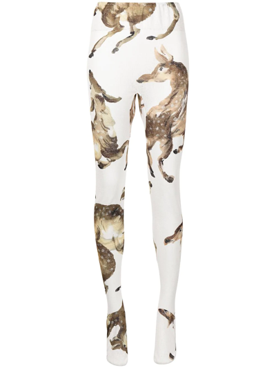 Yuhan Wang Deer-print Tights In White