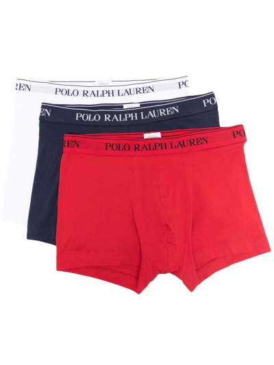 Polo Ralph Lauren Logo裤腰四角裤（三件装） In Red
