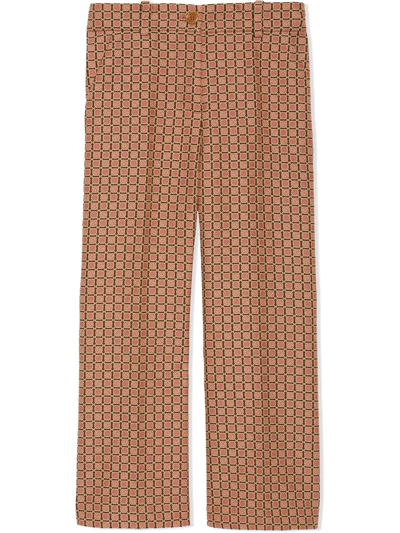 Gucci Kids' Square-g Print Trousers In Brown