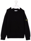 Stone Island Logo Patch Knit Jumper In Black