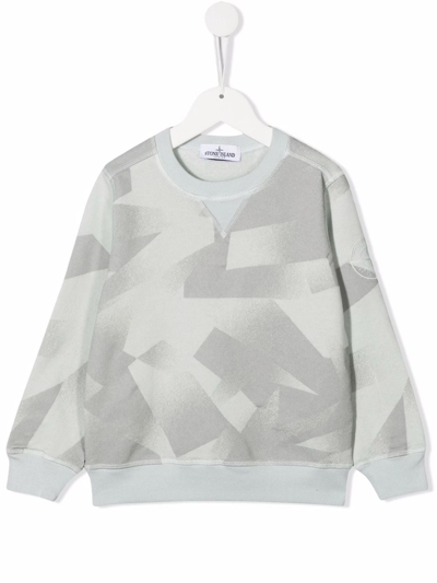 Stone Island Junior Kids' Camouflage-print Crew-neck Sweatshirt In Grey
