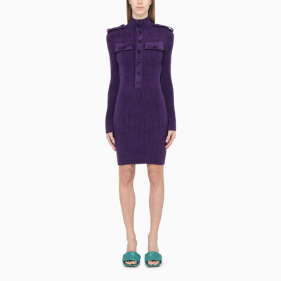 Bottega Veneta Ribbed-knit Softly-textured Mini Dress In Vamp
